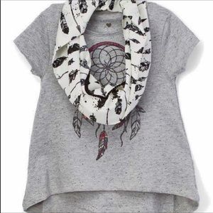 NWT Adorable Hi Lo Tee w/ matching scarf